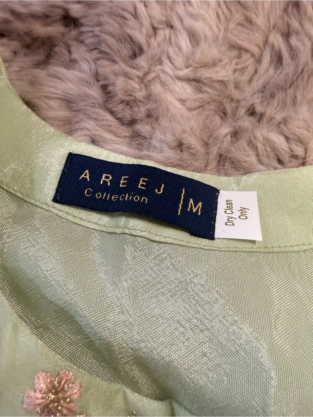 AREEJ Collection Pakistani Mint Green Organza Kurti Kameez Embroidered Medium M - Picture 3 of 5